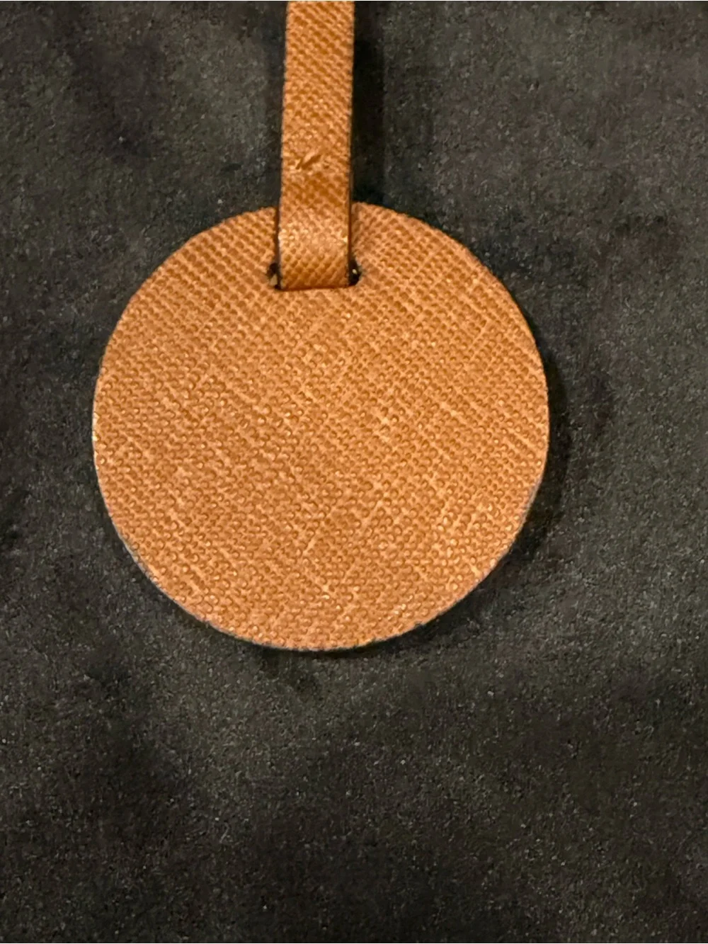 Michael Kors Tan Leather MK Circle Bag Tag with Gold Logo